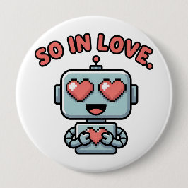 Chapa Redonda De 10 Cm Robot Love,