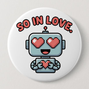 Chapa Redonda De 10 Cm Robot Love,