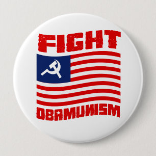 Chapa Redonda De 10 Cm Rojo de Obamunism de la lucha