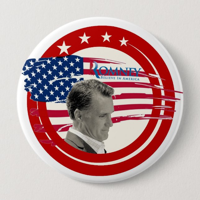 Chapa Redonda De 10 Cm Romney 2012 "Believe in America"