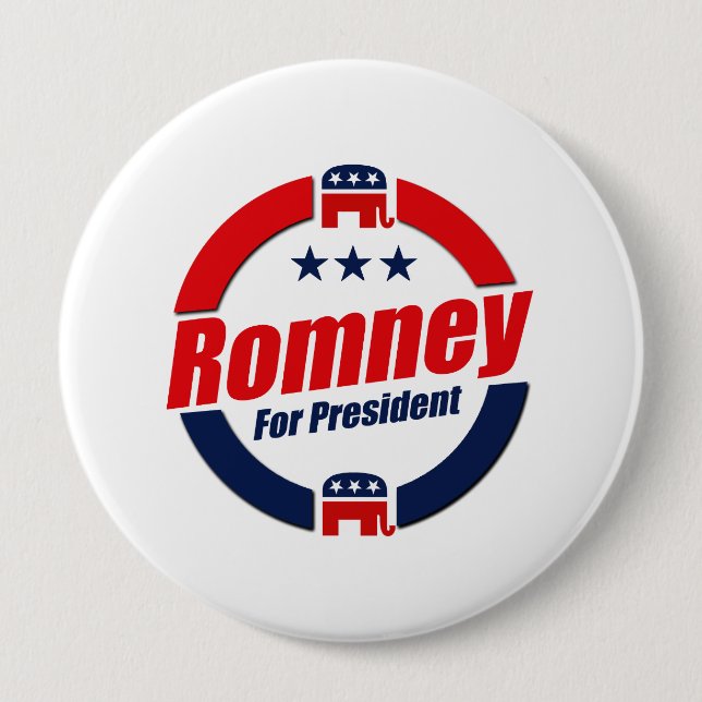 Chapa Redonda De 10 Cm ROMNEY FOR PRESIDENT (Republicano) (Anverso)