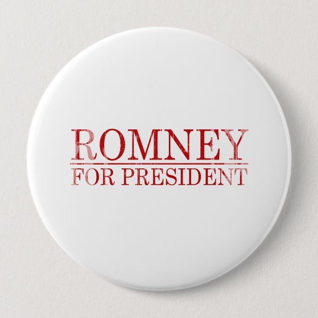Chapa Redonda De 10 Cm ROMNEY FOR PRESIDENT (Rojo) (Anverso)