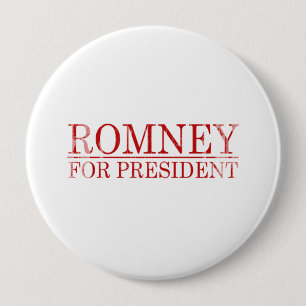Chapa Redonda De 10 Cm ROMNEY PARA el PRESIDENTE (rojo)