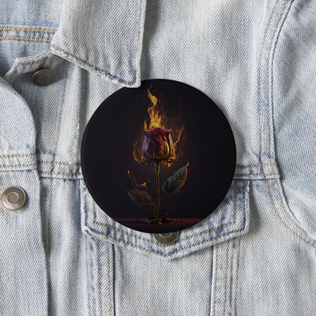 Chapa Redonda De 10 Cm rosa en llamas (In situ)