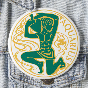 Chapa Redonda De 10 Cm Rótulo acuario del Zodiaco en un