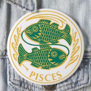 Chapa Redonda De 10 Cm Rótulo Pisces del Zodiac en un
