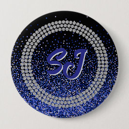 Chapa Redonda De 10 Cm Royale Glitz Rhinestone Monogram Button