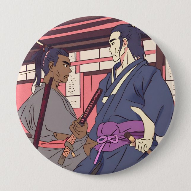 Chapa Redonda De 10 Cm samurai (Anverso)