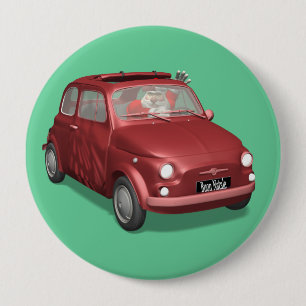 Chapa Redonda De 10 Cm Santa Claus En Fiat 500