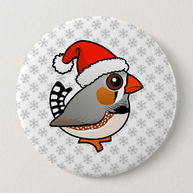 Chapa Redonda De 10 Cm Santa Zebra Finch (Anverso)