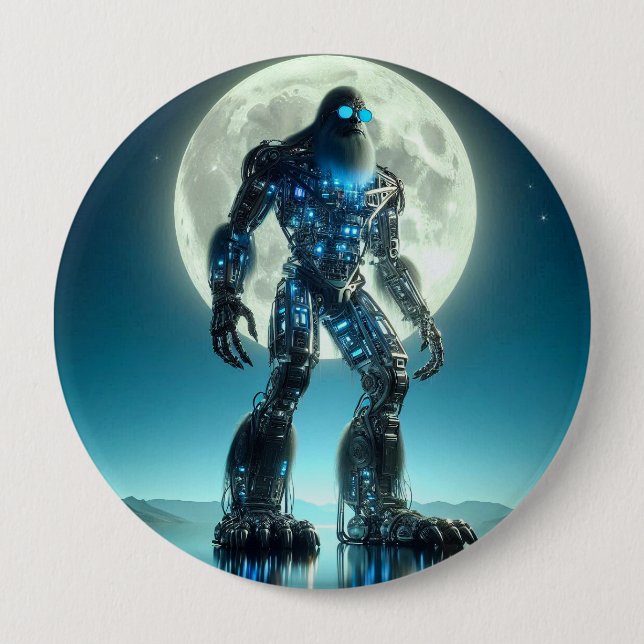 Chapa Redonda De 10 Cm Sasquatch Robot (Anverso)