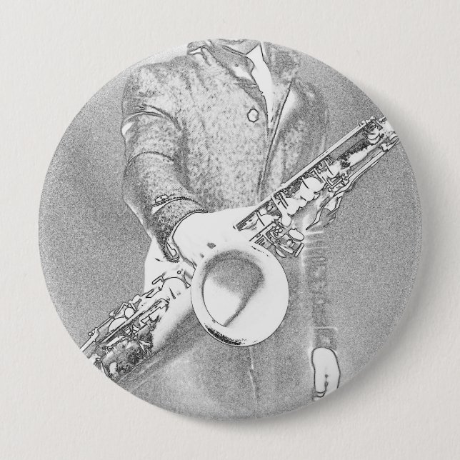 Chapa Redonda De 10 Cm saxofonista (Anverso)