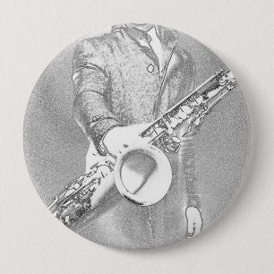 Chapa Redonda De 10 Cm saxofonista