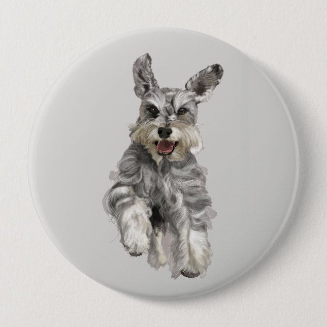 Chapa Redonda De 10 Cm Schnauzer (Anverso)