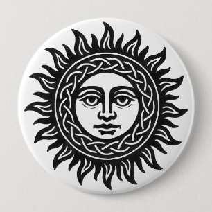 Chapa Redonda De 10 Cm Sigilo del Rostro Solar - Emblema del Sol Negro