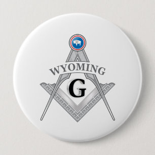 Chapa Redonda De 10 Cm Símbolo de masonería del estado de Wyoming