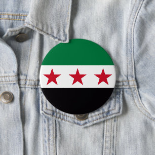 Chapa Redonda De 10 Cm Símbolo de nueva bandera de la revolución en Siria