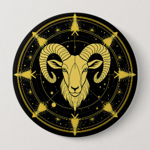 Chapa Redonda De 10 Cm Símbolo dorado del zodíaco de Aries