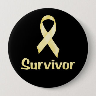 Chapa Redonda De 10 Cm Sobreviviente de cáncer Amarillo