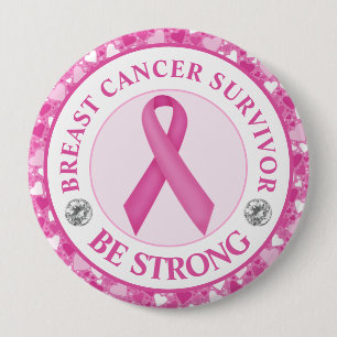 Chapa Redonda De 10 Cm Sobreviviente de cáncer de mama – Borde de corazón
