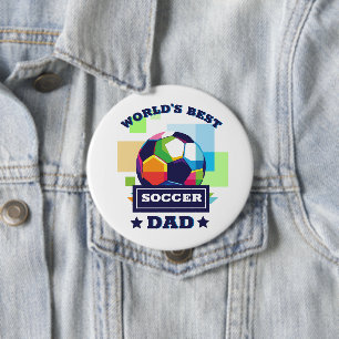 Chapa Redonda De 10 Cm Soccer dad colorful text father's day sports