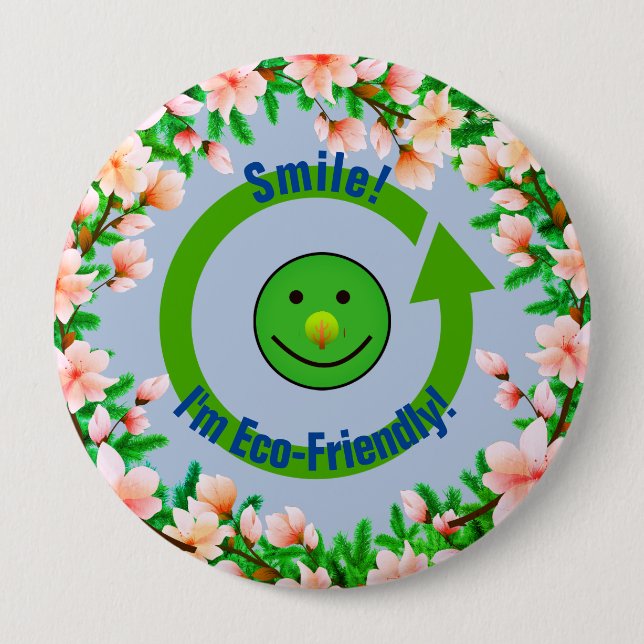 Chapa Redonda De 10 Cm Sonrisa ecológica (Anverso)