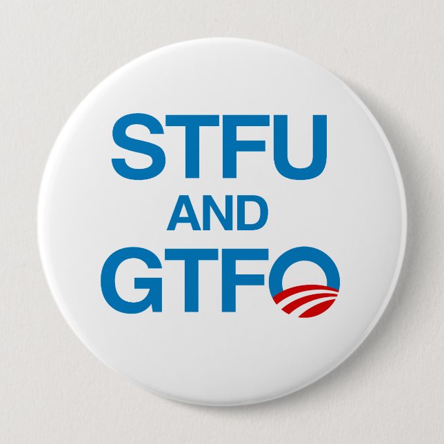 CHAPA REDONDA DE 10 CM STFU Y GTFO (Anverso)