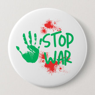 Chapa Redonda De 10 Cm Stop War – Bold Handprint Anti-War Graphic Design