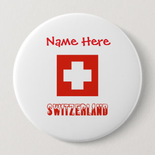 Chapa Redonda De 10 Cm Suiza Bandera Suiza Roja Personalización 