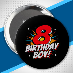Chapa Redonda De 10 Cm Superhéroe niño cumpleaños - 8 años - octavo cumpl