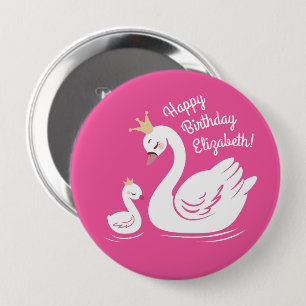 Chapa Redonda De 10 Cm Swan Fiesta de cumpleaños Baby Shower Pink
