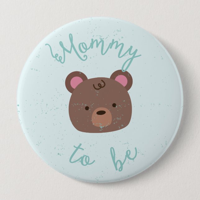 Chapa Redonda De 10 Cm Sweet Teddy Baby Shower Mommy to Be Button (Anverso)