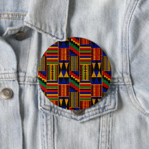 Chapa Redonda De 10 Cm Tela de estilo africano Kente