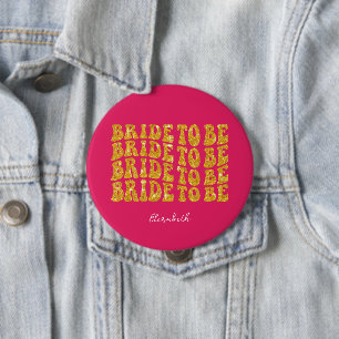 Chapa Redonda De 10 Cm Texto con brillo dorado para futura novia con nomb