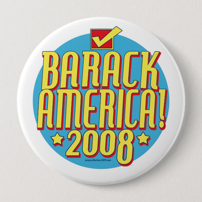 Chapa Redonda De 10 Cm Texto de Barack América (Anverso)