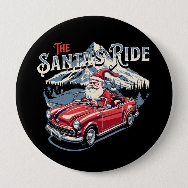 Chapa Redonda De 10 Cm the santa's ride. (Anverso)