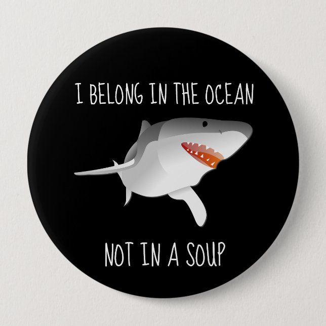 Chapa Redonda De 10 Cm Tiburones Salvan Aletas Conservación Medio Ambient (Anverso)