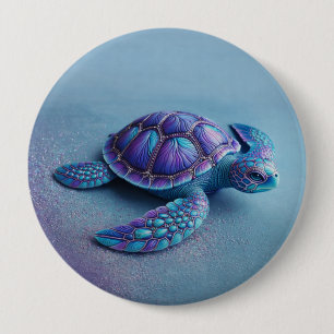 Chapa Redonda De 10 Cm Tortuga Azul Verde Morado Tortuga Marina Colorida