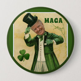 Chapa Redonda De 10 Cm Tréboles del día de MAGA Donald Trump St Patrick