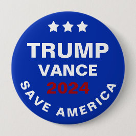 Chapa Redonda De 10 Cm Trump Vance 2024 Save America