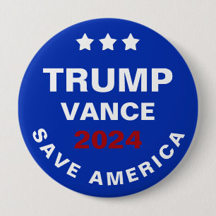 Chapa Redonda De 10 Cm Trump Vance 2024 Save America