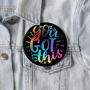 Chapa Redonda De 10 Cm Tú puedes estrellas y colores inspiradores 