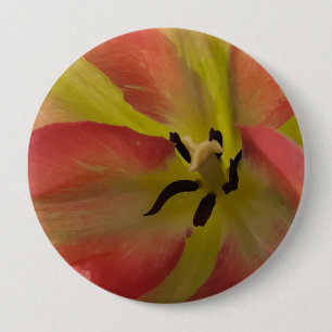 Chapa Redonda De 10 Cm Tulipán rosa y amarillo