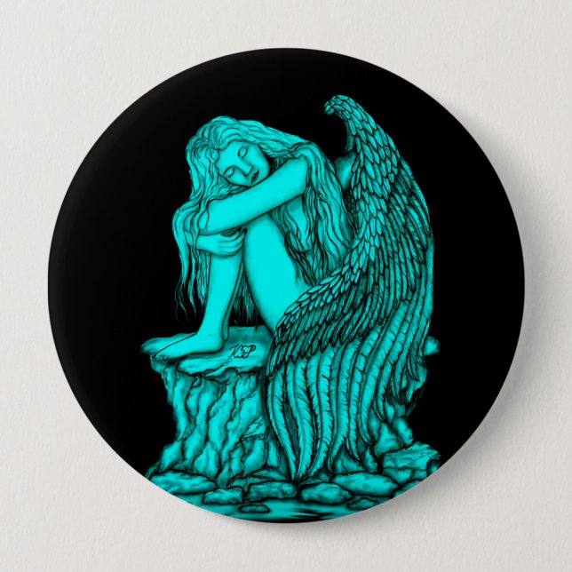 Chapa Redonda De 10 Cm Un ángel dormido en la piedra (Anverso)