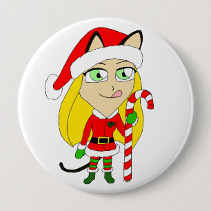Chapa Redonda De 10 Cm una chica chibi Navidad