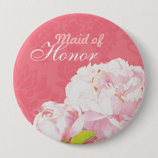 Chapa Redonda De 10 Cm Una doncella de honor Boda de Peony Rosa