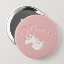 Chapa Redonda De 10 Cm Unicornio Mágico Rosa Moderno para Niños