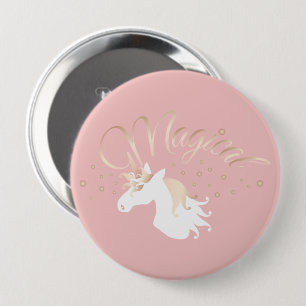 Chapa Redonda De 10 Cm Unicornio Mágico Rosa Moderno para Niños
