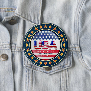 Chapa Redonda De 10 Cm USA 250º Aniversario I Patriótico 1776-2026 
