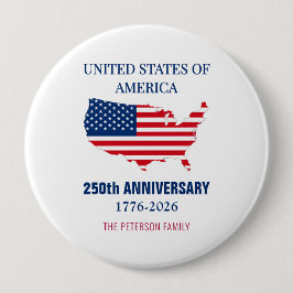 Chapa Redonda De 10 Cm USA 250th Anniversary Semiquincentennial Patriotic